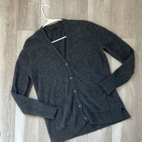 Jenni Kayne charcoal wool/cashmere blend classic cardigan Sz S charcoal grey - Picture 1 of 1